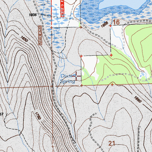 Topographic Map of Dixie Spring, CA