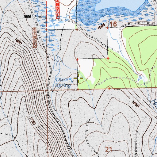 Topographic Map of Dixie Spring, CA