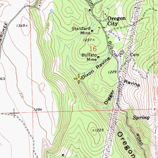 Topographic Map of Dixon Ravine, CA