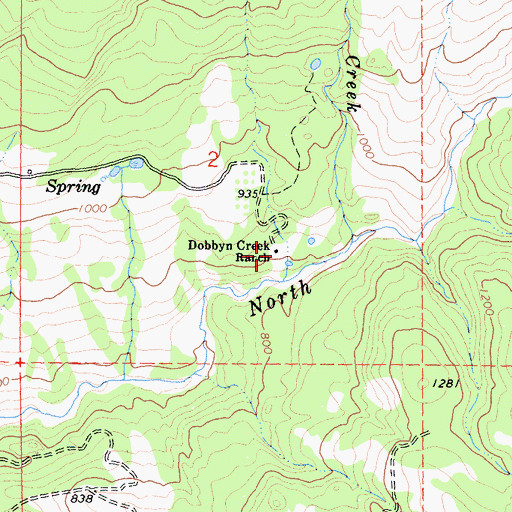 Topographic Map of Dobbyn Creek Ranch, CA