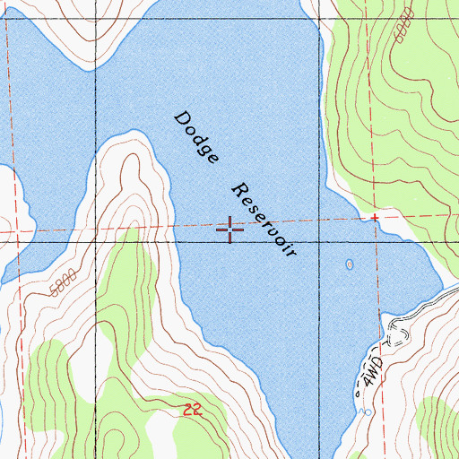 Topographic Map of Dodge Reservoir, CA