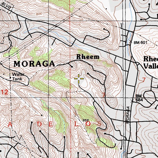 Topographic Map of Donald Rheem Elementary School, CA