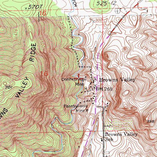 Topographic Map of Donnebroug Mine, CA