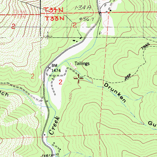Topographic Map of Drunken Gulch, CA