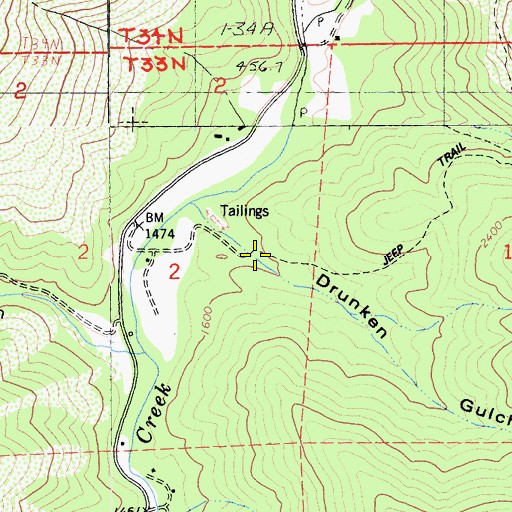 Topographic Map of Drunken Gulch, CA