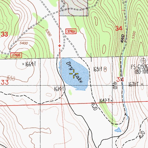 Topographic Map of Dry Lake, CA