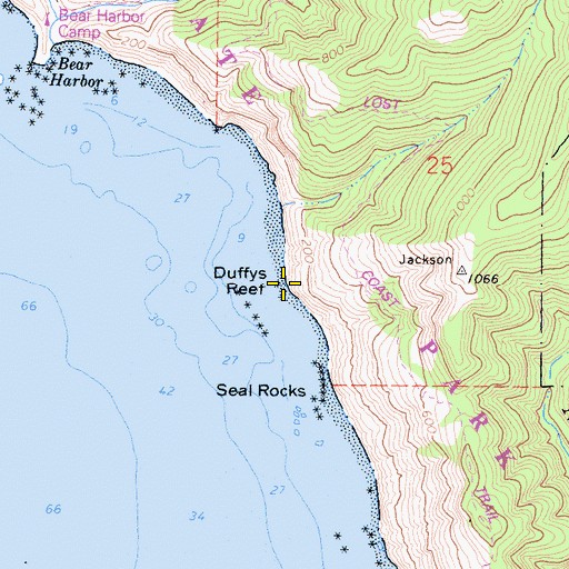 Topographic Map of Duffys Reef, CA