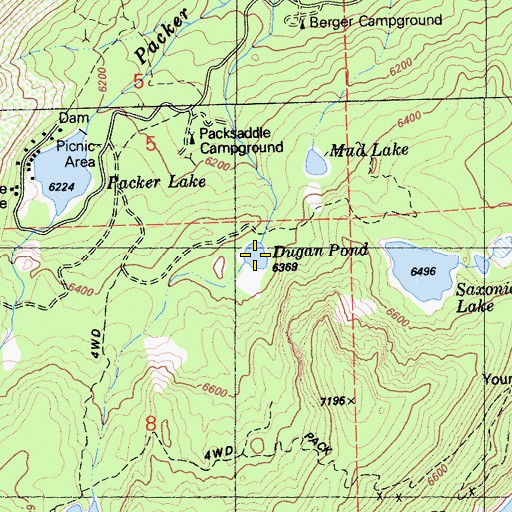 Topographic Map of Dugan Pond, CA
