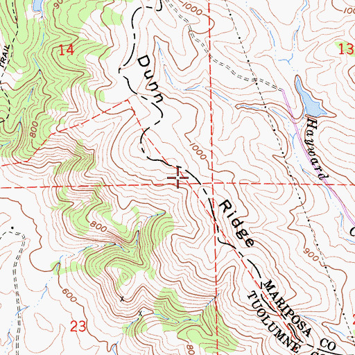 Topographic Map of Dunn Ridge, CA