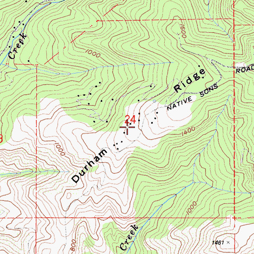 Topographic Map of Durham Ridge, CA