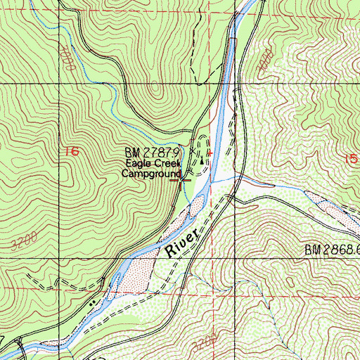 Topographic Map of Eagle Creek Campground, CA
