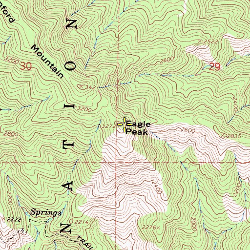 Topographic Map of Eagle Peak, CA