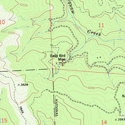 Topographic Map of Early Bird Mine, CA