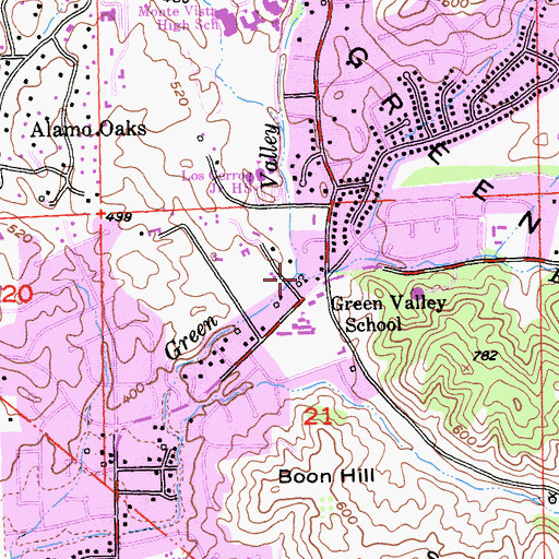 Topographic Map of East Branch Green Valley Creek, CA
