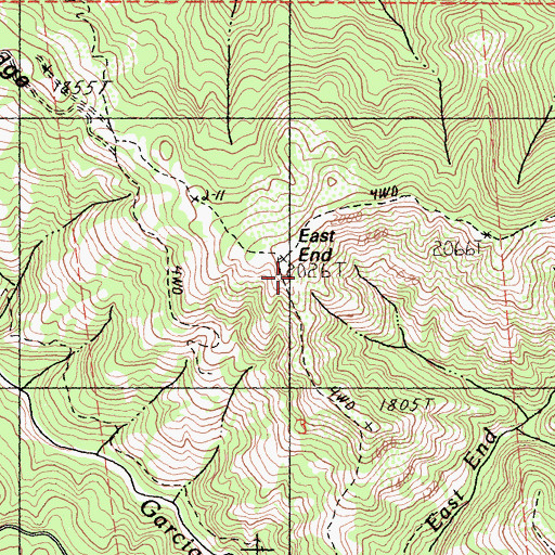 Topographic Map of East End, CA