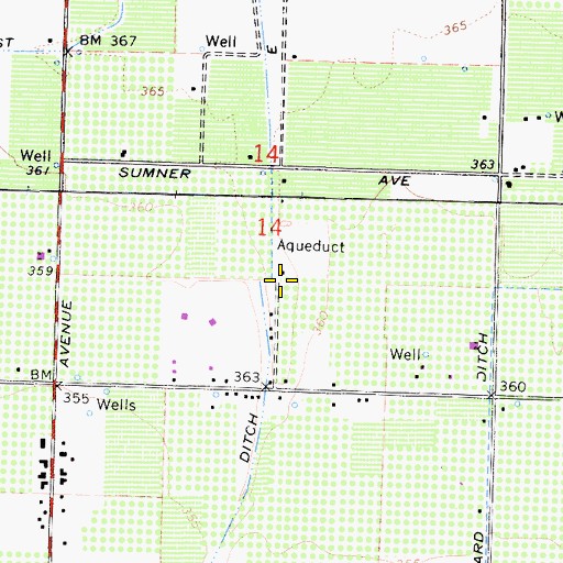 Topographic Map of East Reedley Ditch, CA