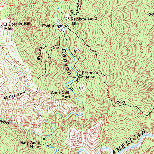 Topographic Map of Eastman Mine, CA