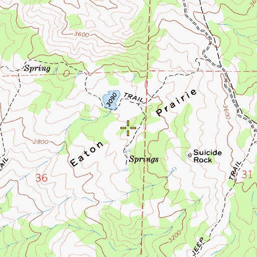Topographic Map of Eaton Prairie, CA