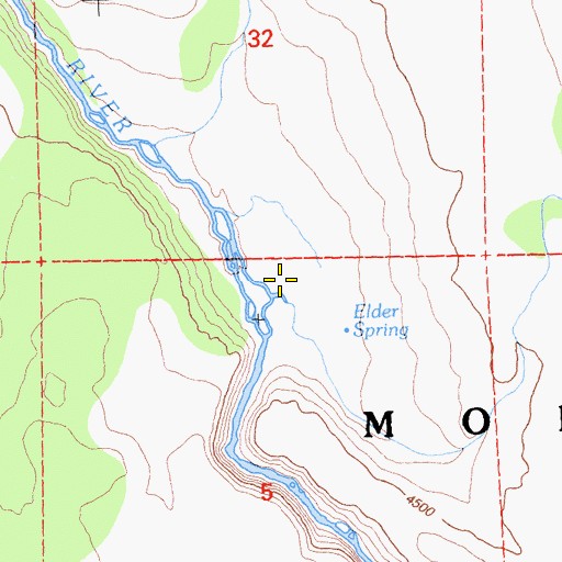 Topographic Map of Elder Spring, CA