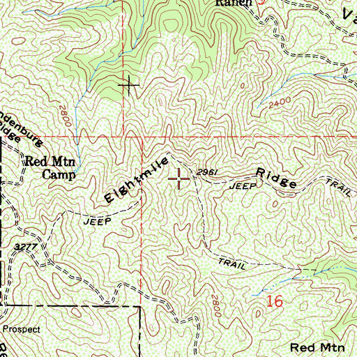 Topographic Map of Eightmile Ridge, CA
