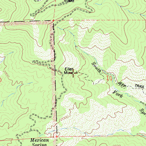 Topographic Map of Eiler Mine, CA