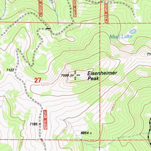 Topographic Map of Eisenheimer Peak, CA