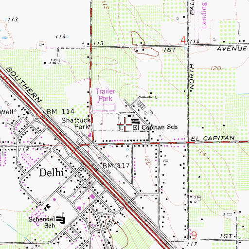 Topographic Map of El Capitan Elementary School, CA