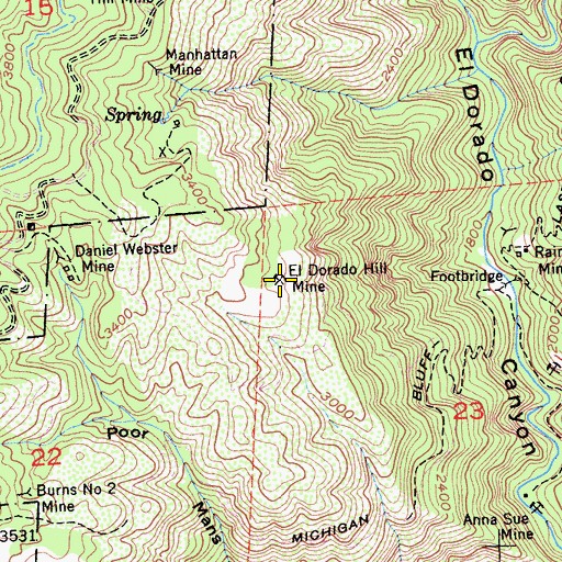 Topographic Map of El Dorado Hill Mine, CA