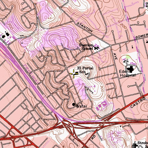 Topographic Map of Camelot School, CA
