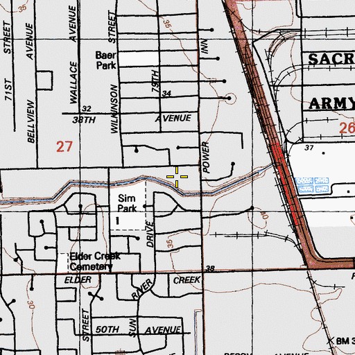 Topographic Map of Elder Creek Elementary School, CA