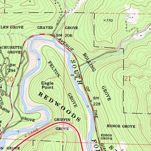 Topographic Map of Elk Creek, CA