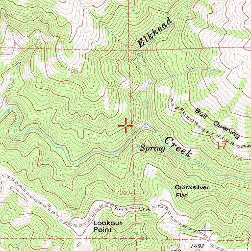 Topographic Map of Elkhead Creek, CA