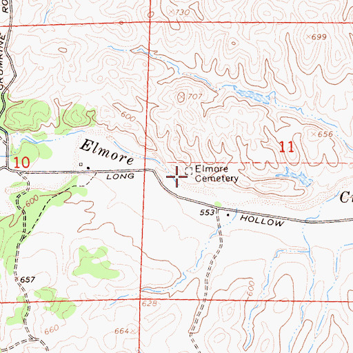 Topographic Map of Elmore Cemetery, CA