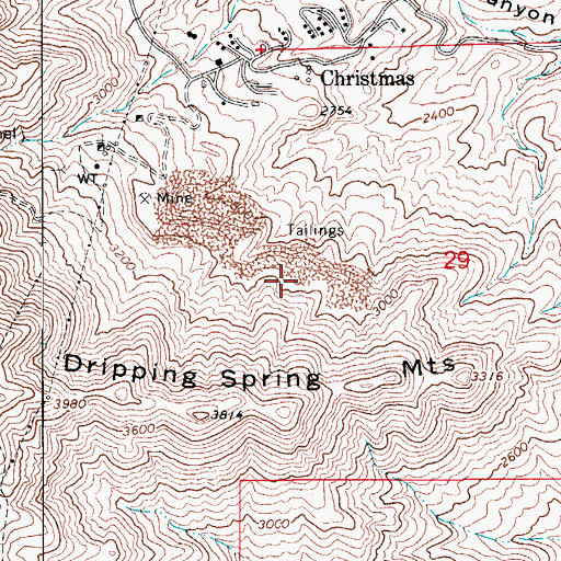 Topographic Map of Christmas Tailings Dam Number Five, AZ
