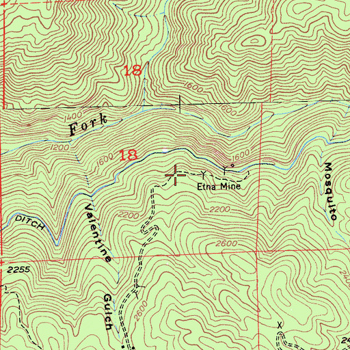Topographic Map of Etna Mine, CA