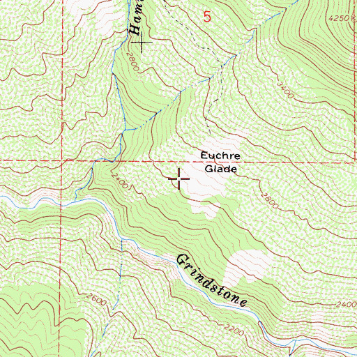 Topographic Map of Euchre Glade, CA