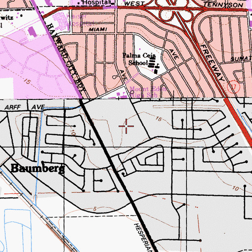 Topographic Map of Eureka School, CA