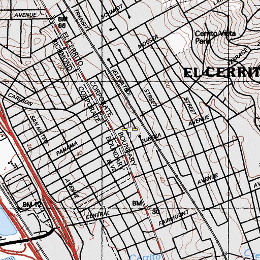 Topographic Map of Fairmont Elementary School, CA