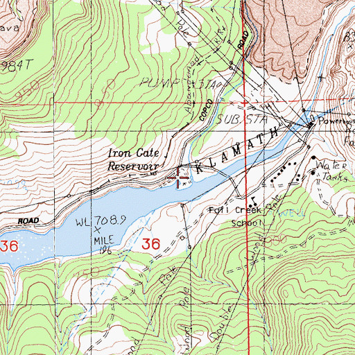 Topographic Map of Fall Creek, CA
