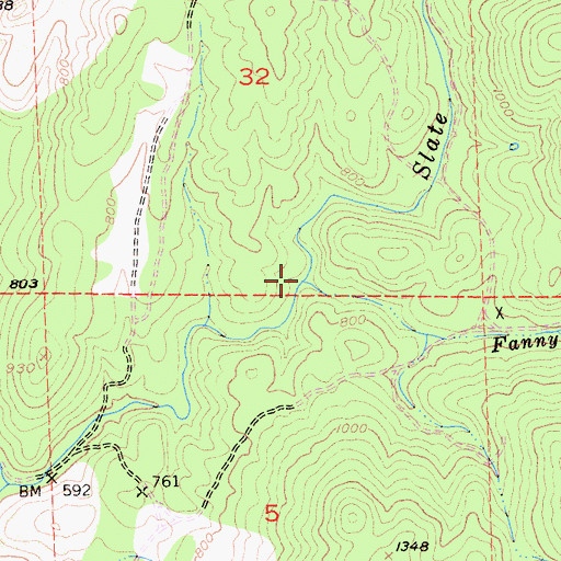 Topographic Map of Fanny Creek, CA
