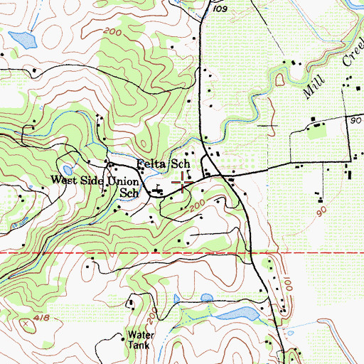 Topographic Map of Felta School, CA