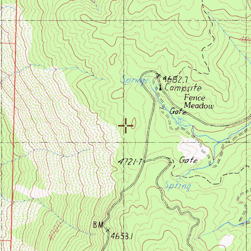 Topographic Map of Fence Meadow, CA
