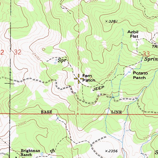 Topographic Map of Fern Patch, CA
