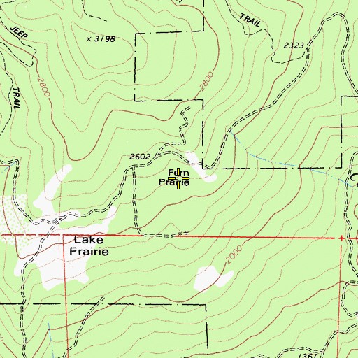 Topographic Map of Fern Prairie, CA