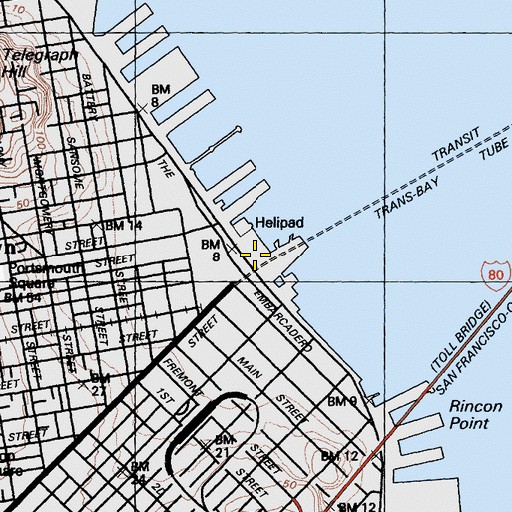 Topographic Map of Ferry Building, CA