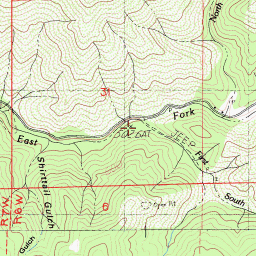 Topographic Map of First South Fork East Fork Clear Creek, CA