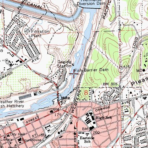 Topographic Map of Fish Barrier Dam, CA