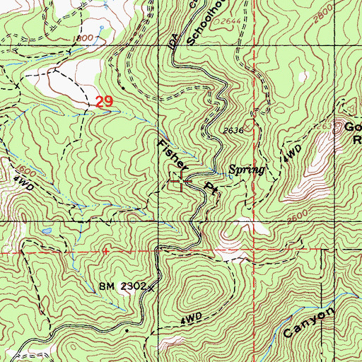 Topographic Map of Fisher Point, CA