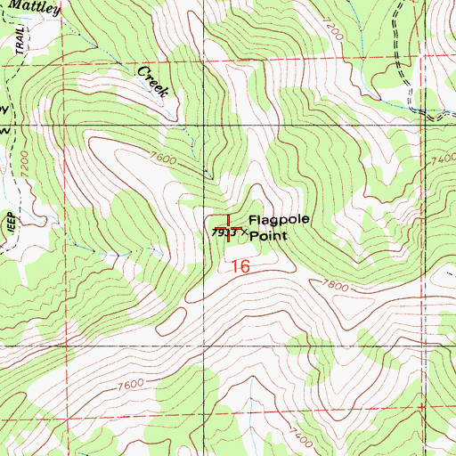 Topographic Map of Flagpole Point, CA