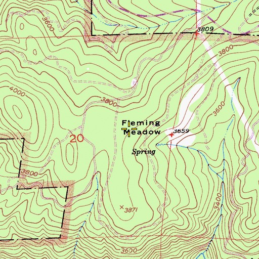 Topographic Map of Fleming Meadow, CA